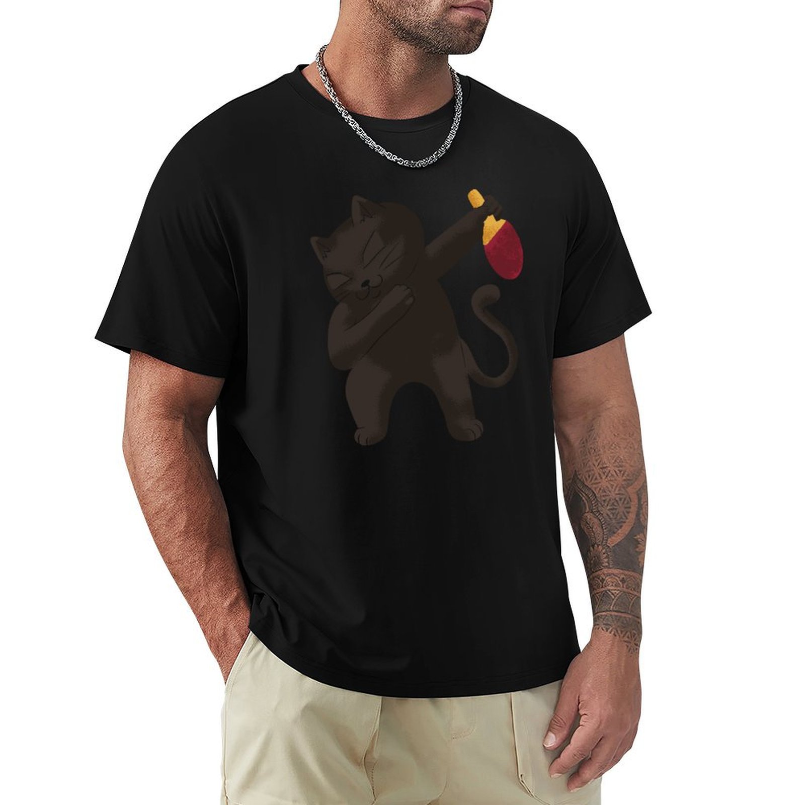 Table Tennis Basic - Dabbing table tennis cat T-Shirt Breathable